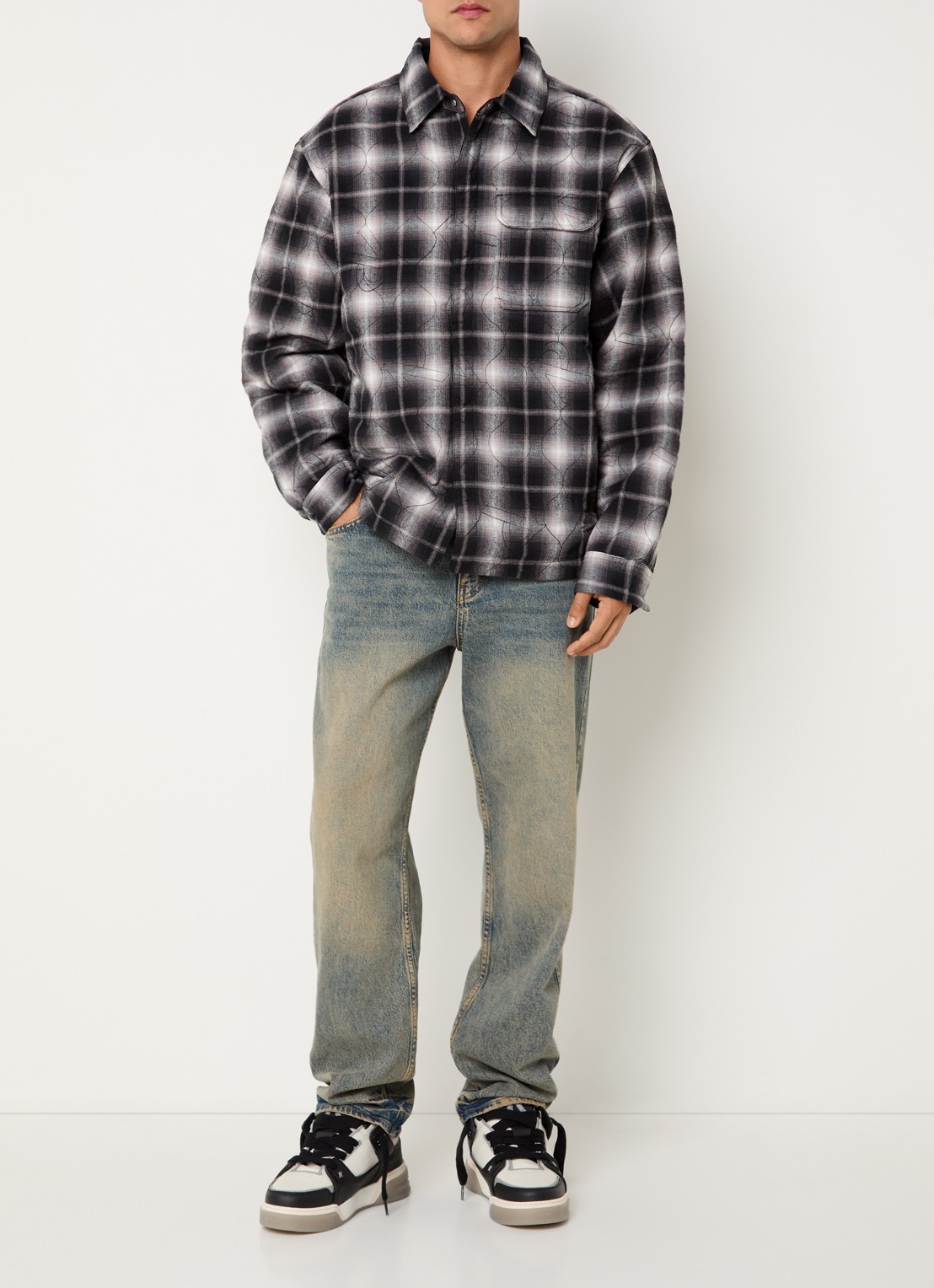 Represent Quilted jack met borstzak - voorkant 4 zwart
