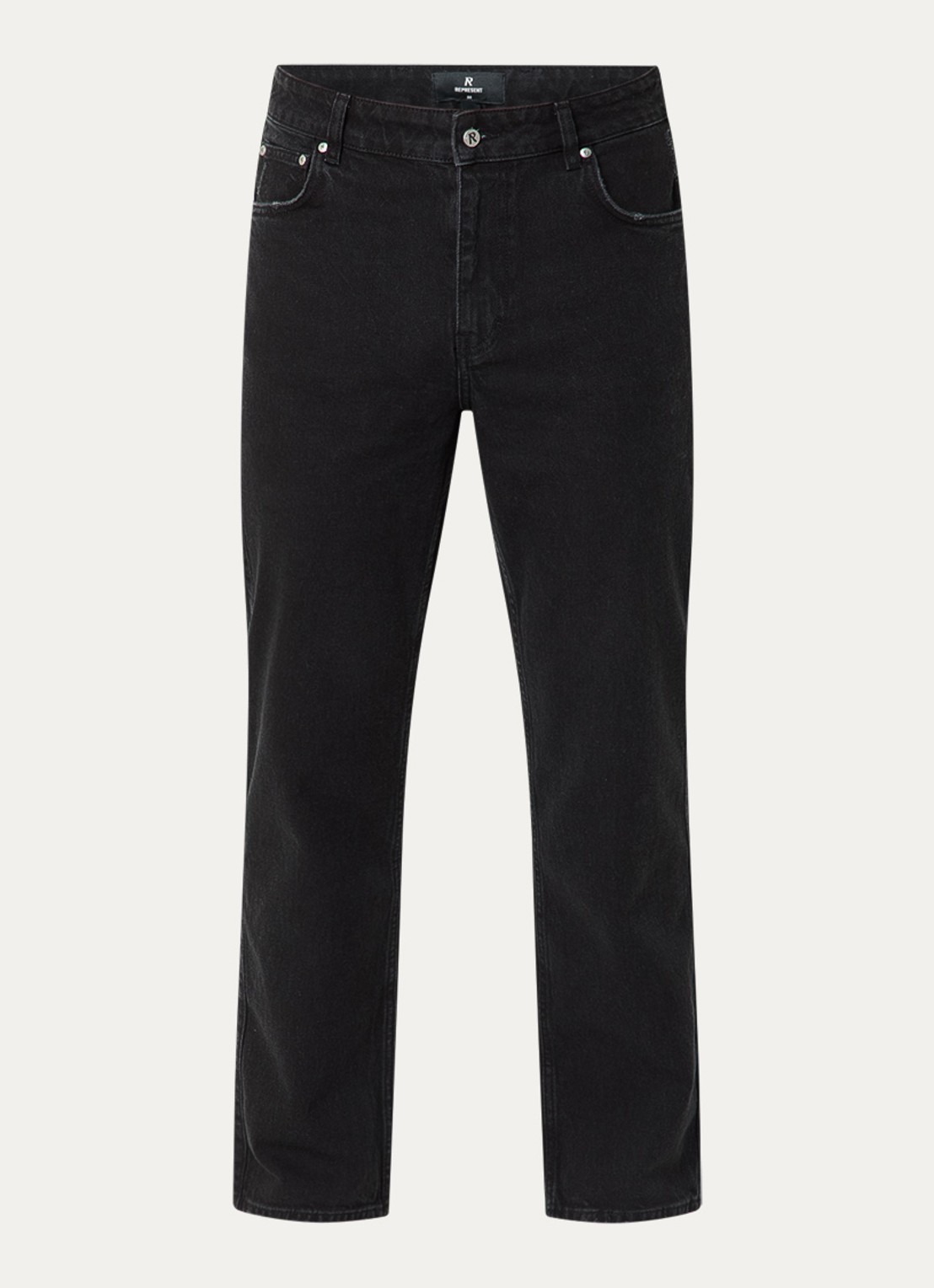 Represent R2 straight leg jeans met gekleurde wassing - voorkant zwart