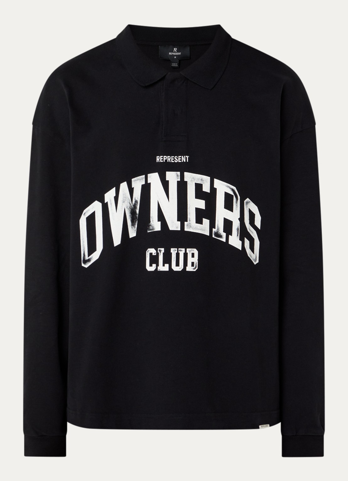 Represent Regular fit polo met logoprint - voorkant 3 zwart