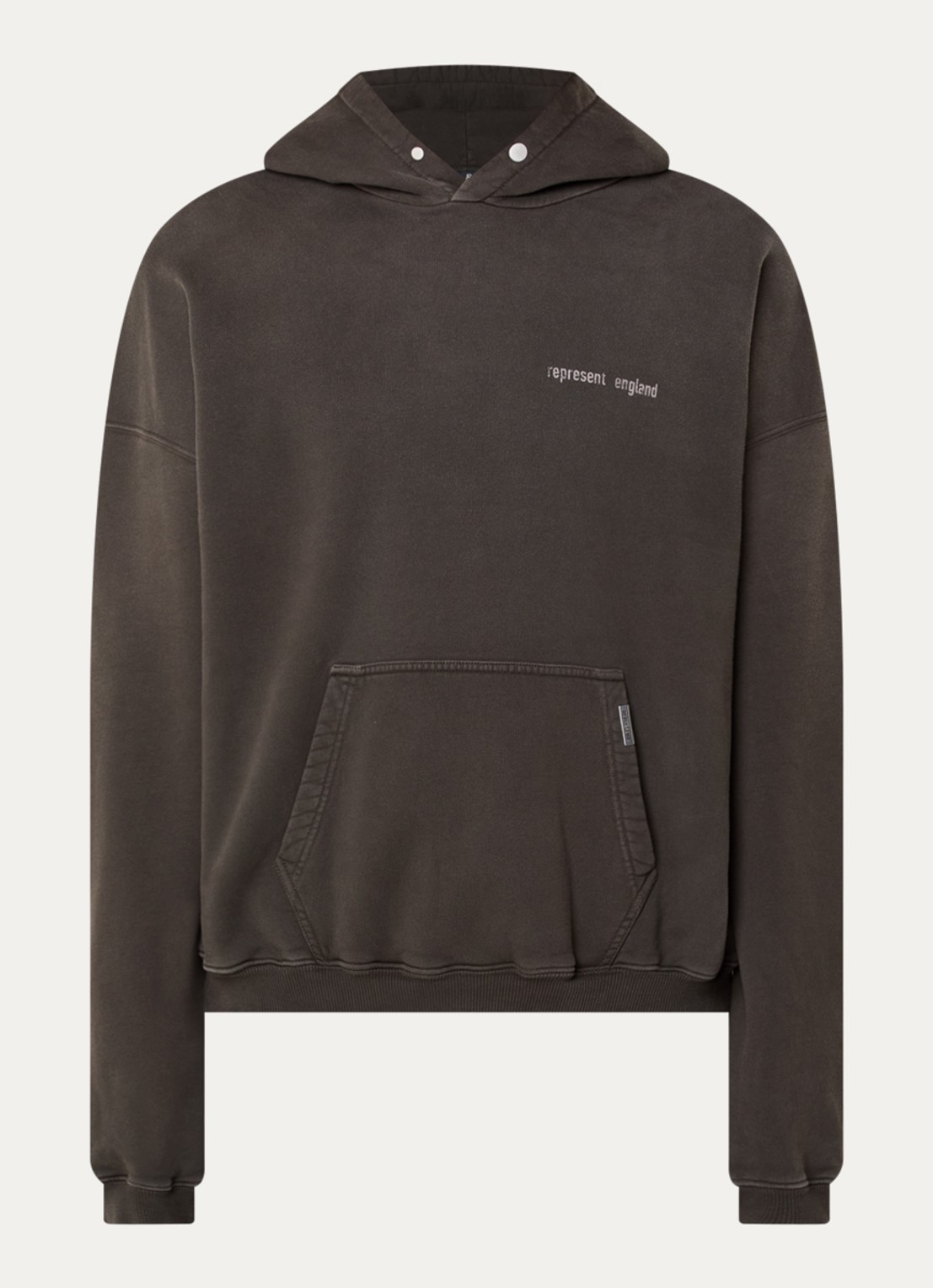 Represent Resent hoodie met logo- en backprint - voorkant donkerbruin