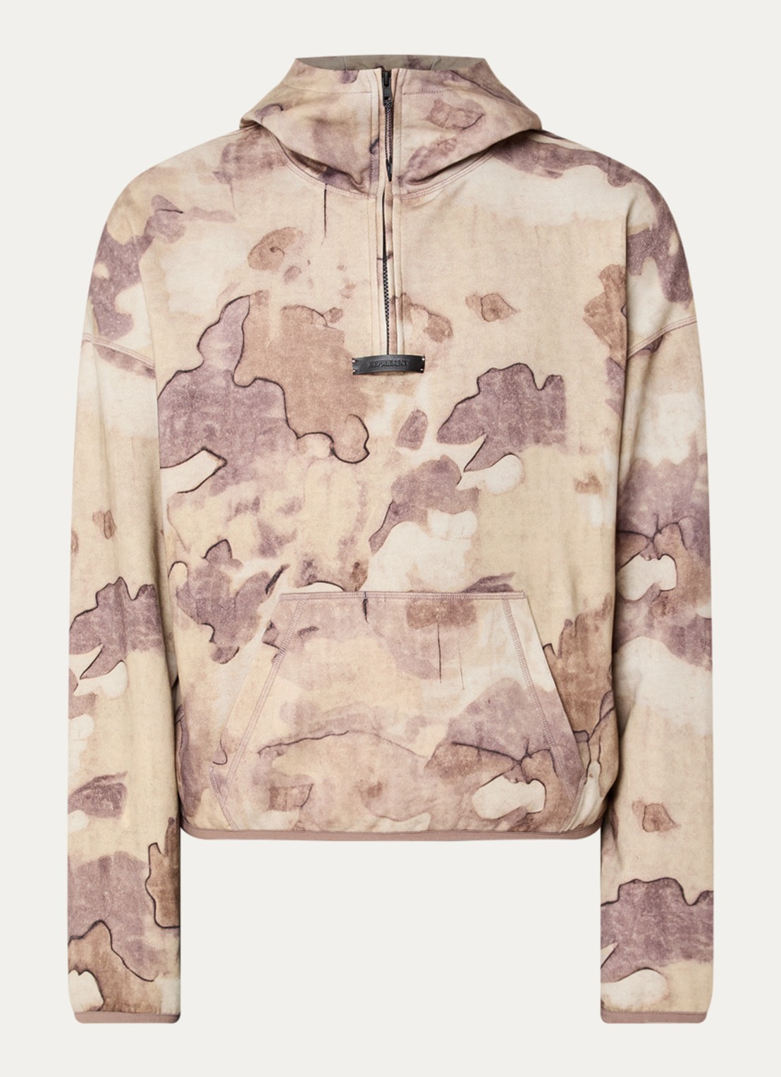Represent Storm hoodie met print en kangoeroezak - voorkant 3 beige