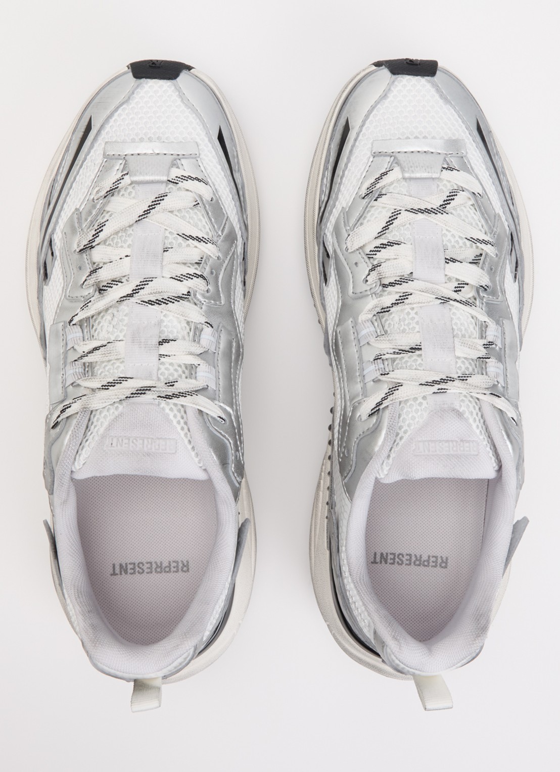 Represent Storm-Torn sneaker van mesh met metallic details - detail 4 gebroken wit