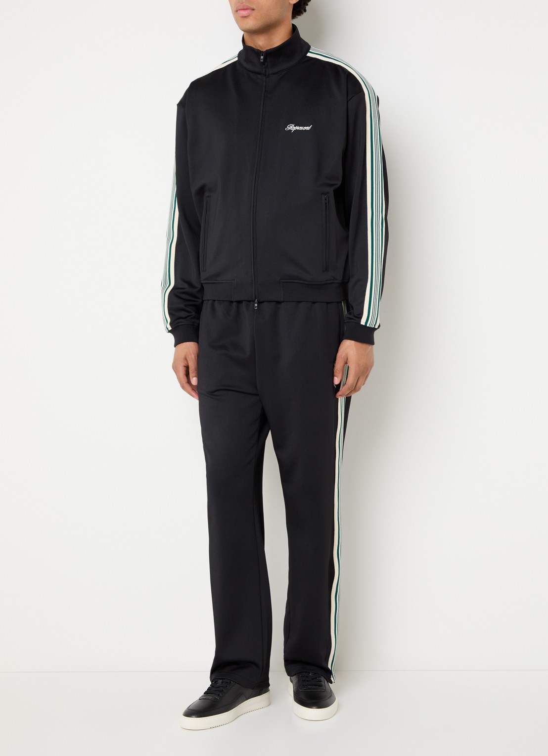 Represent Straight fit joggingbroek met ritszakken - voorkant 2 zwart