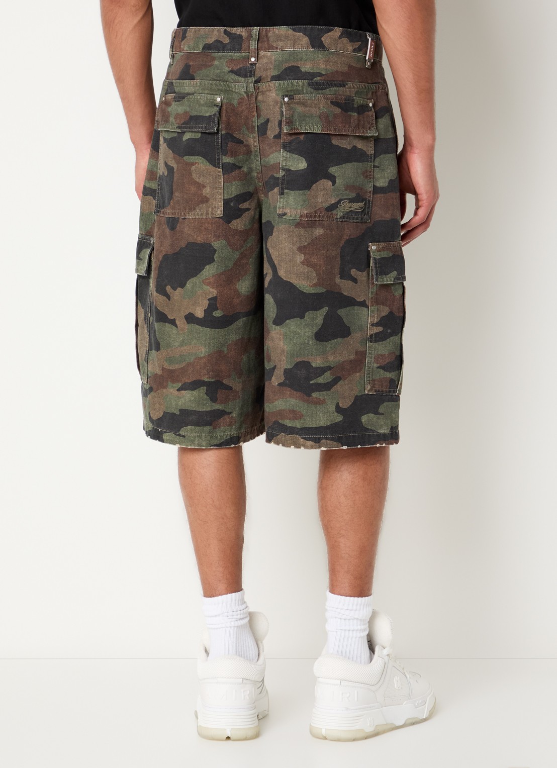 Represent Straight fit korte broek met camouflageprint - achterkant bruin