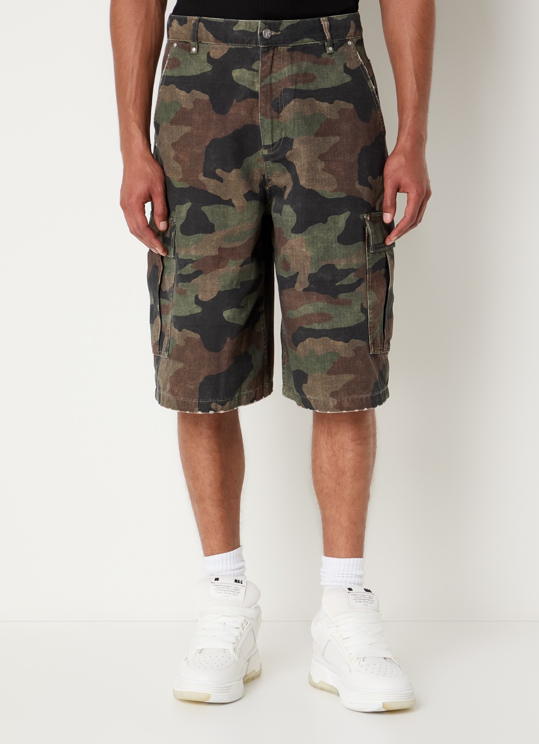Represent Straight fit korte broek met camouflageprint - detail 2 bruin