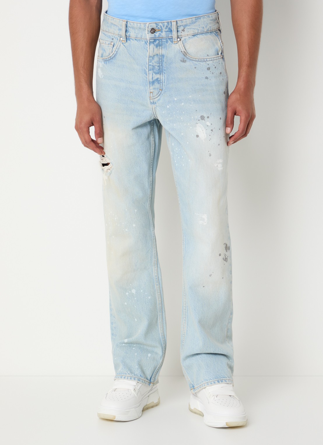 Represent Straight leg jeans met destroyed afwerking - detail 3 blauw