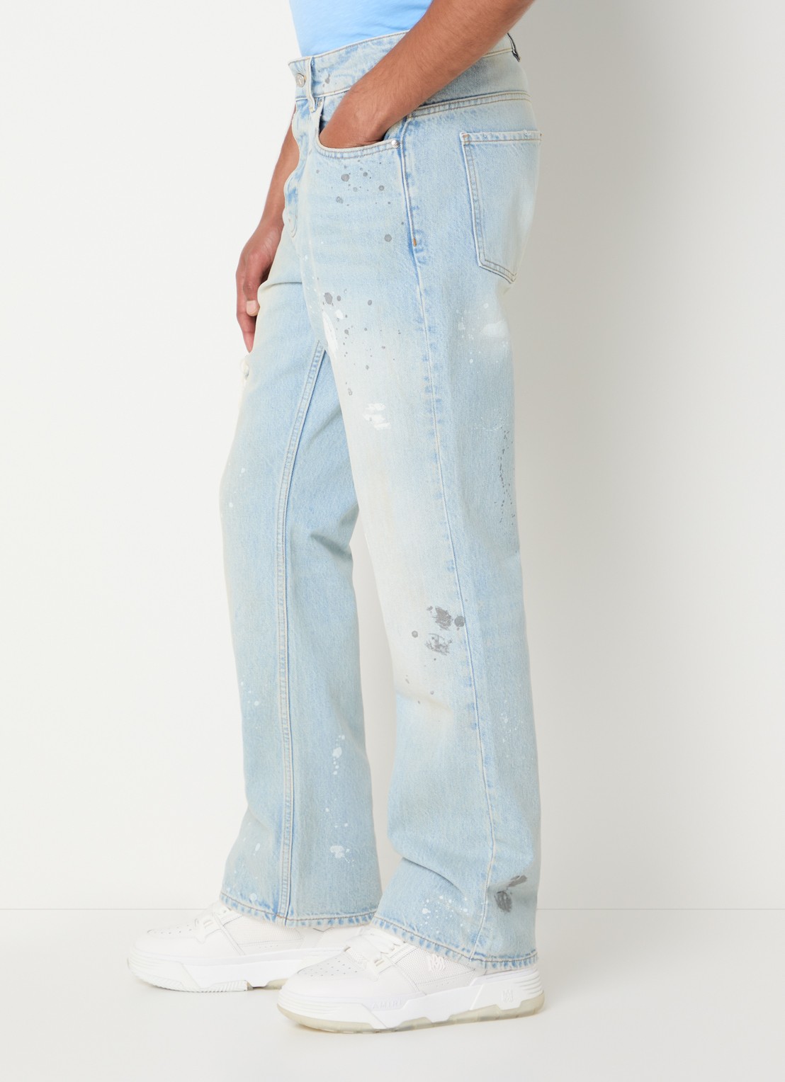 Represent Straight leg jeans met destroyed afwerking - detail 4 blauw