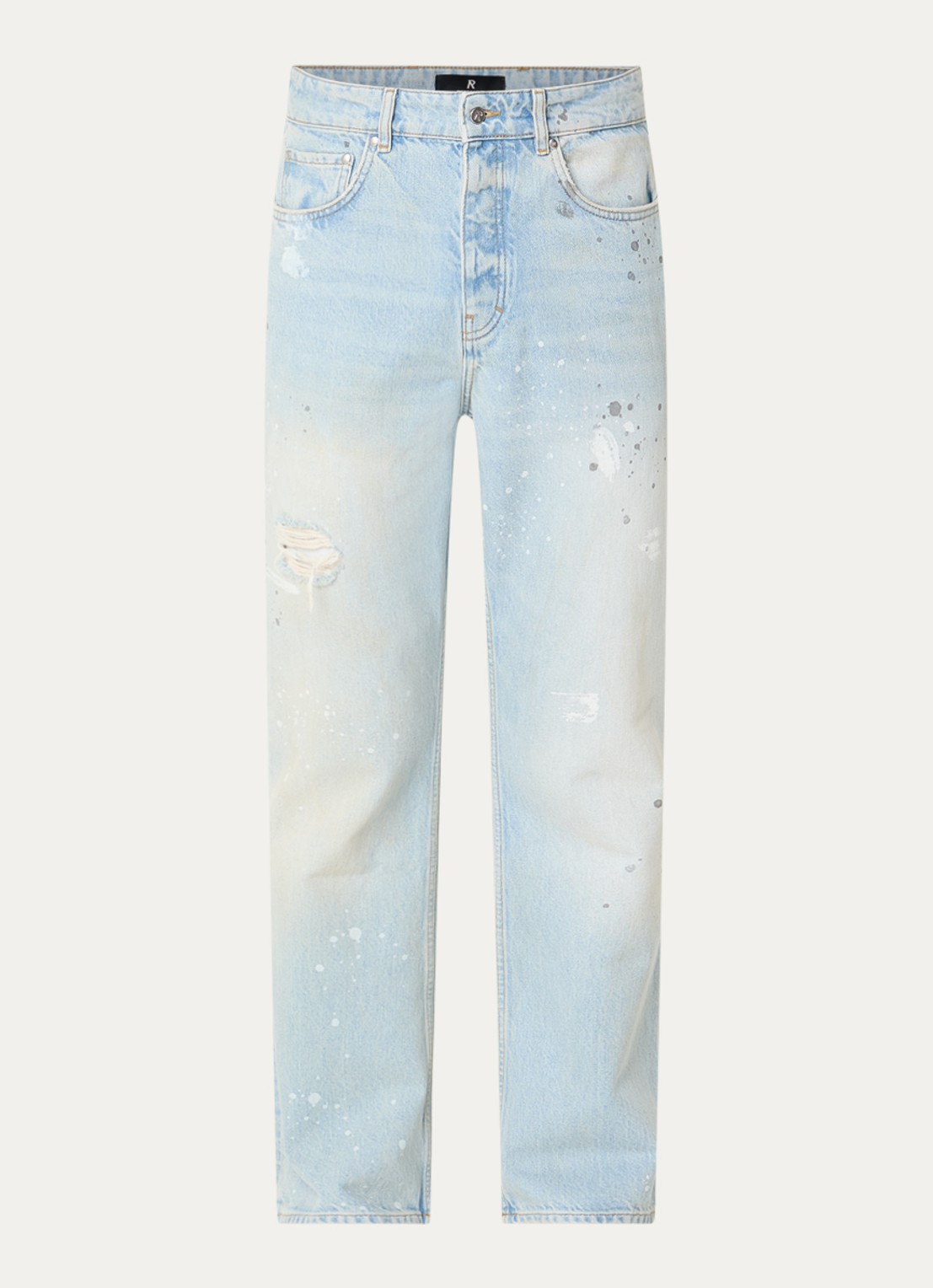 Represent Straight leg jeans met destroyed afwerking - voorkant blauw