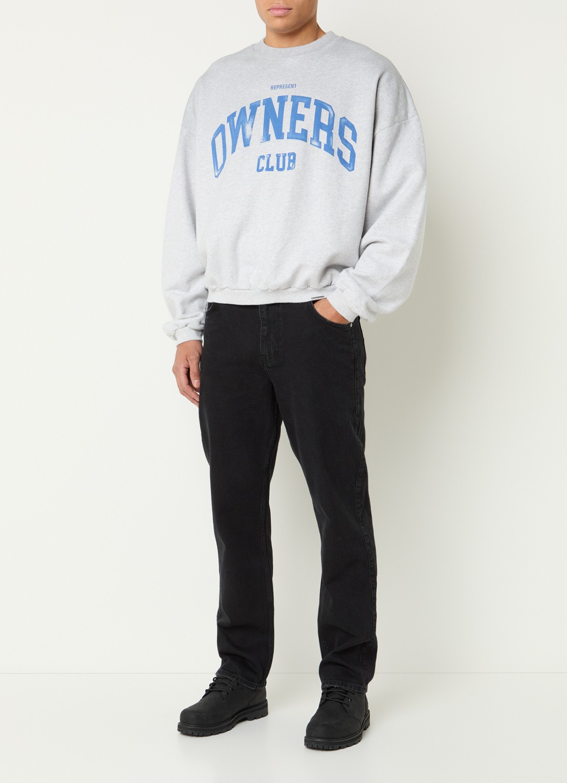 Represent Sweater met logoprint - voorkant 2 grijsmele