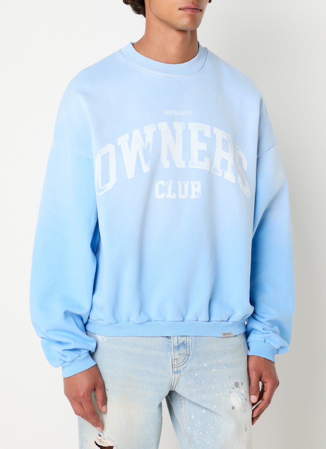 Represent Sweater met logoprint - detail blauw