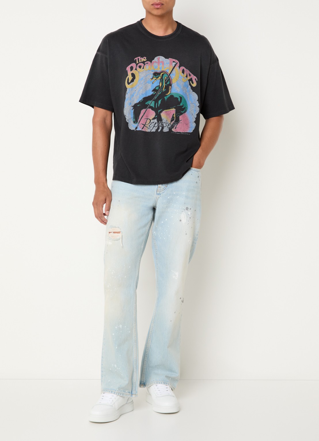 Represent T-shirt met front- en backprint - voorkant 4 antraciet