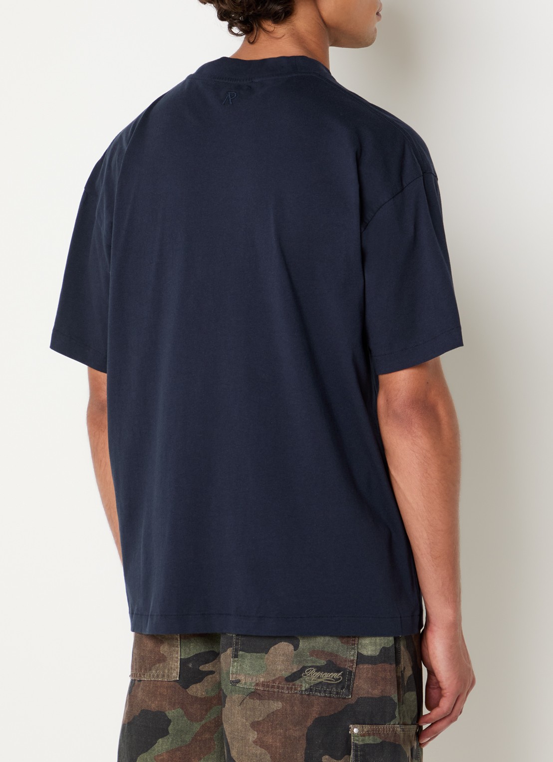 Represent T-shirt met logo- en backprint - achterkant 3 donkerblauw