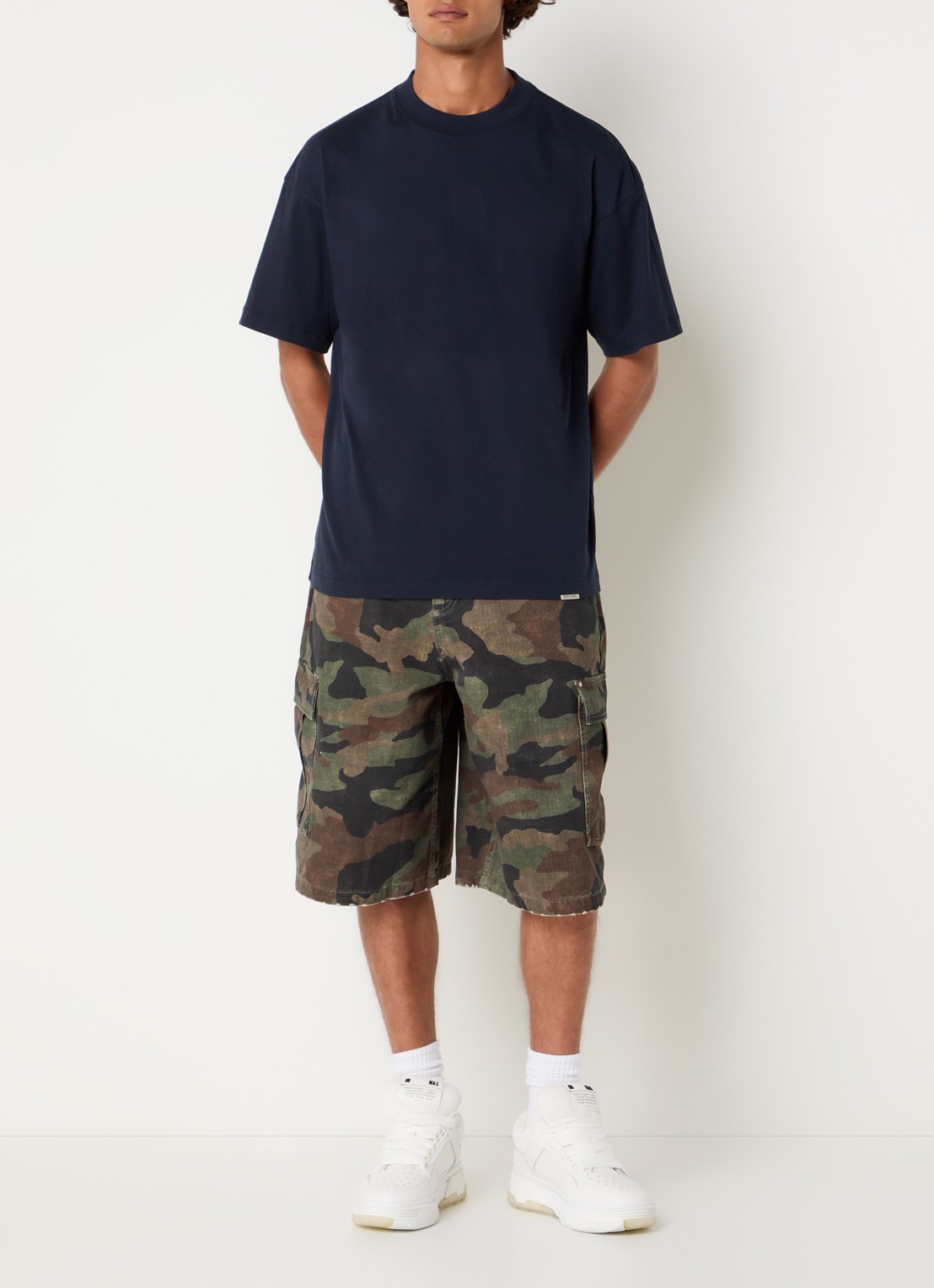 Represent T-shirt met logo- en backprint - voorkant 2 donkerblauw