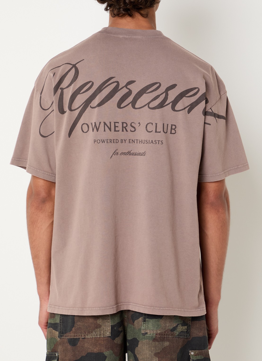 Represent T-shirt met logo- en backprint - detail 4 lichtbruin