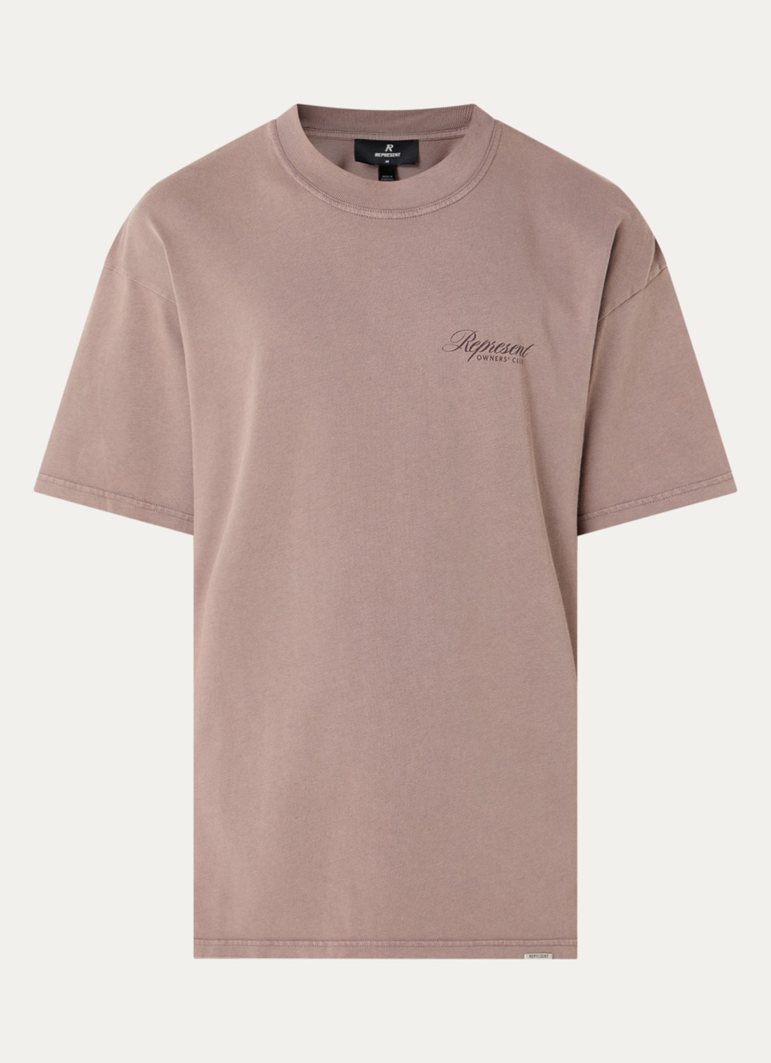 Represent T-shirt met logo- en backprint - voorkant lichtbruin