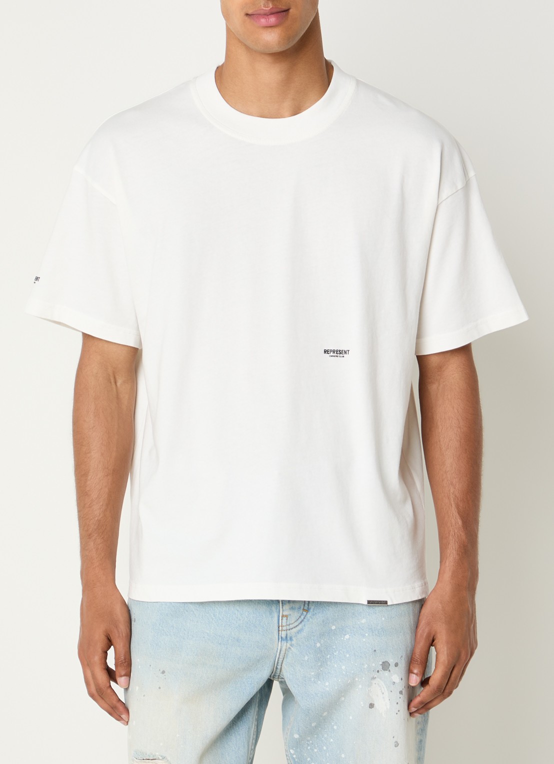 Represent T-shirt met logo - detail 3 gebroken wit