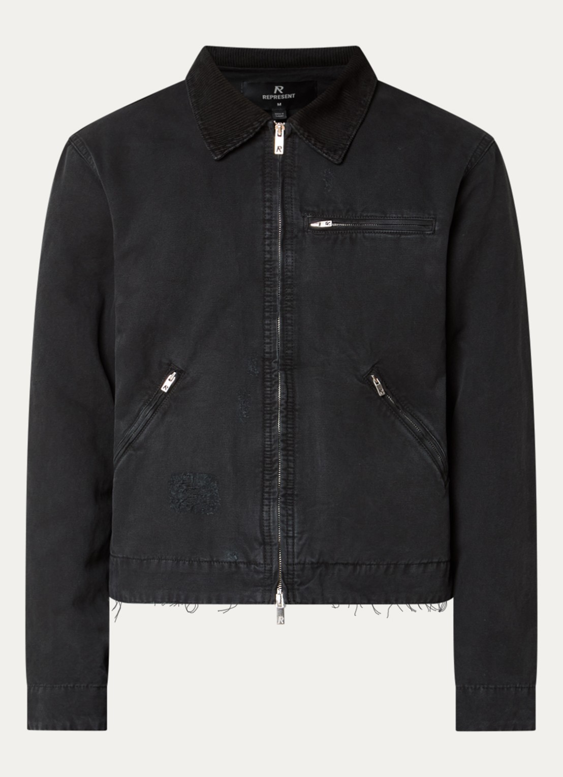 Represent The Work jack met ritszakken - voorkant 2 zwart