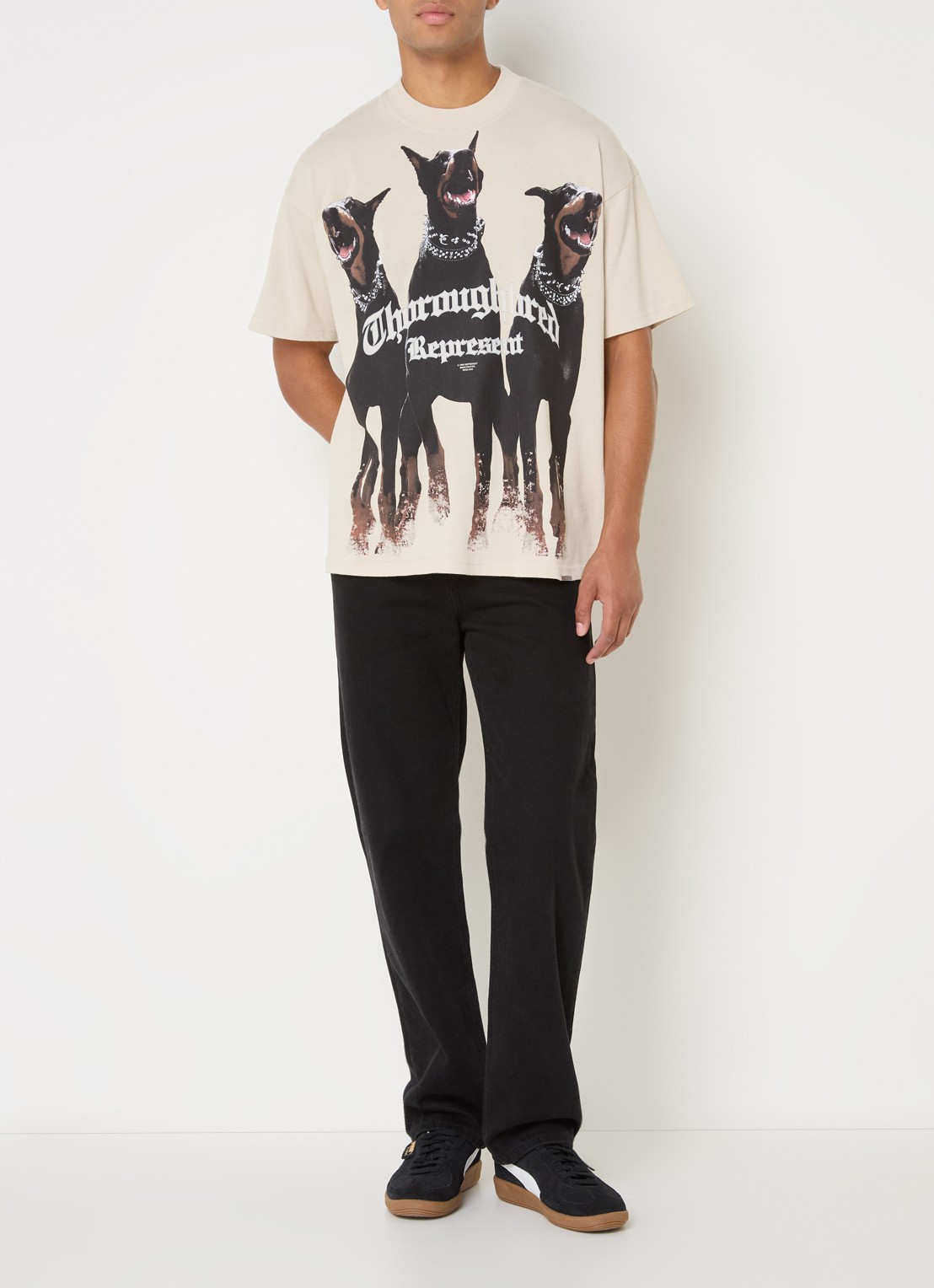 Represent Thoroughbred T-shirt met logoprint - voorkant 4 beige