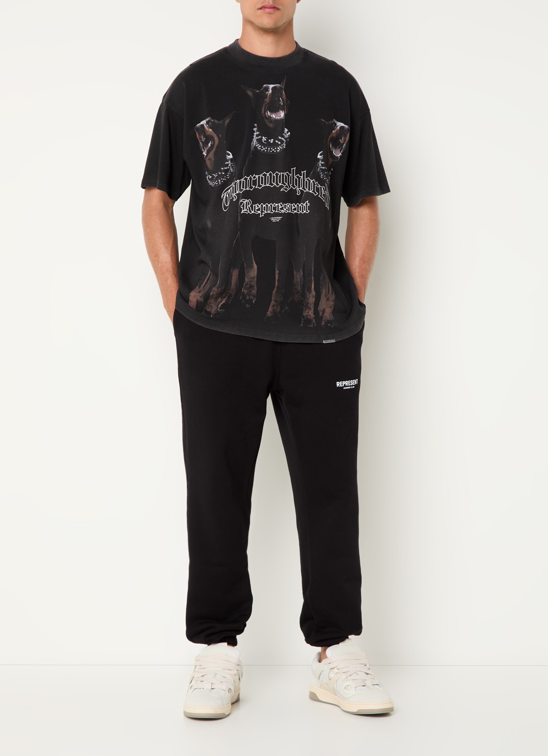Represent Thoroughbred T-shirt met logoprint - voorkant 2 zwart