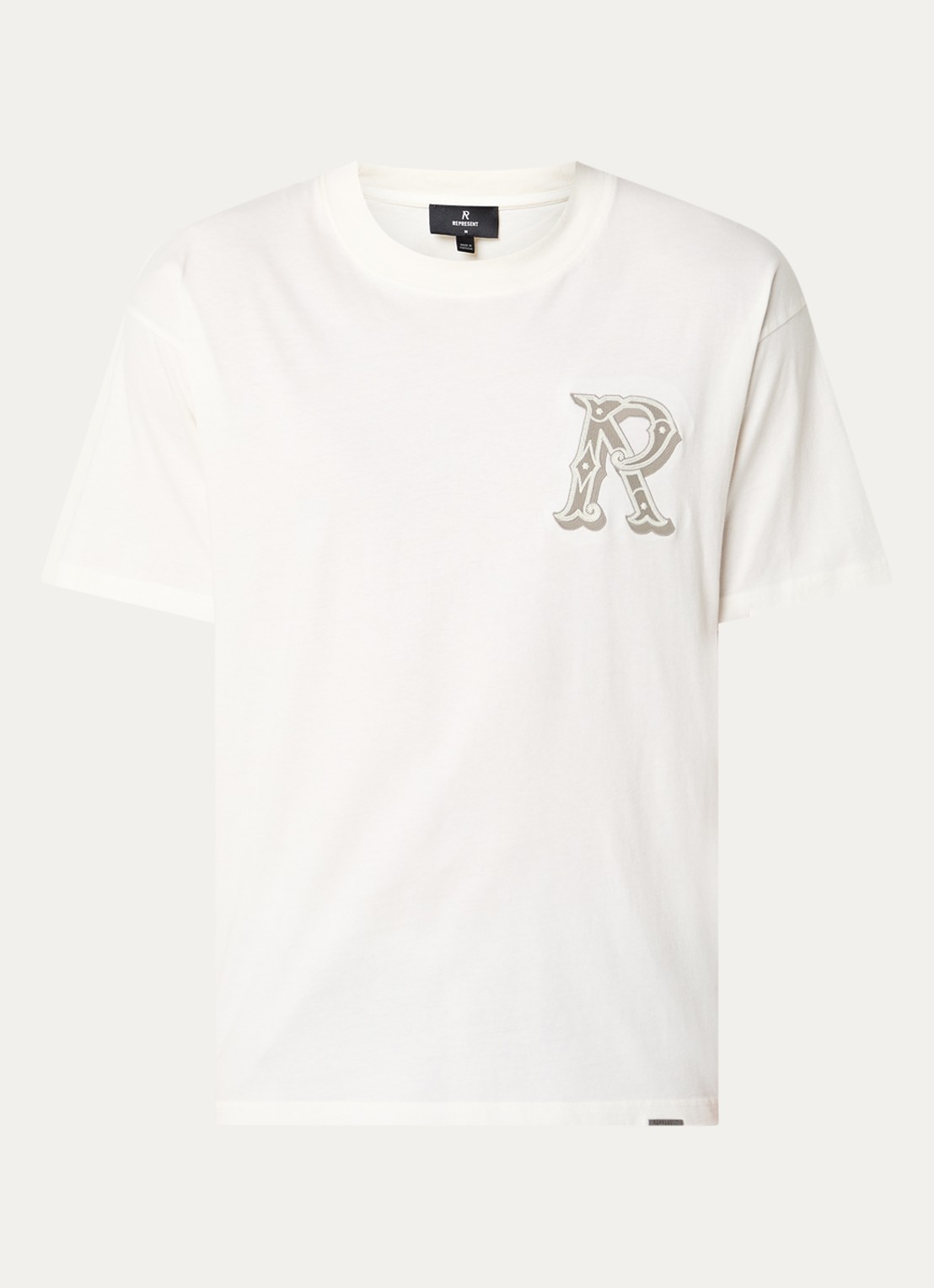Represent Western Initial T-shirt met logoborduring - voorkant 2 creme