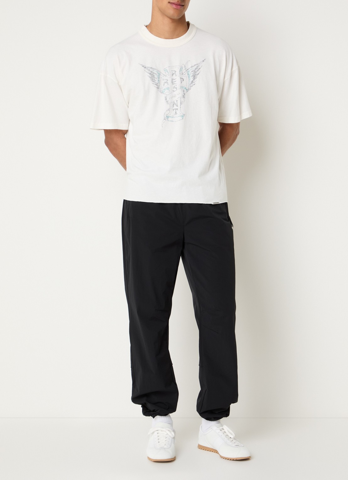 Represent Westside T-shirt met print - voorkant 4 gebroken wit