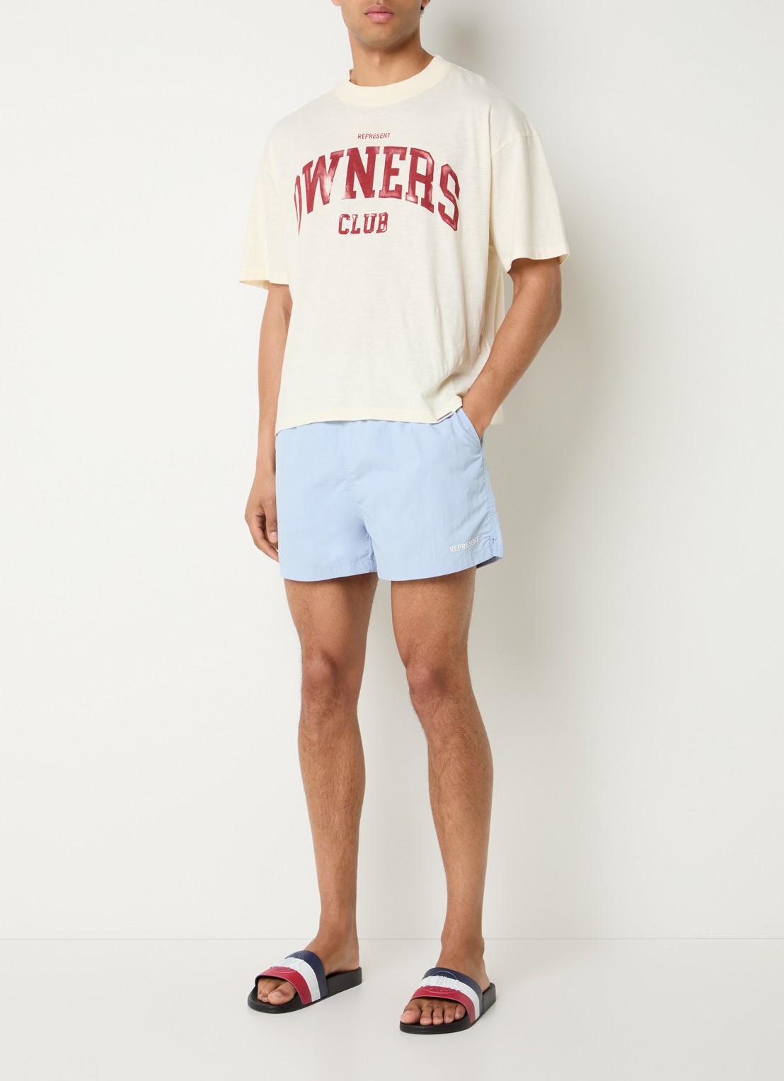Represent Zwemshorts met logo en paspelzakken - voorkant 2 blauw