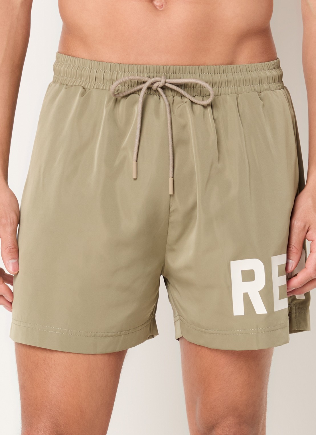 Represent Zwemshorts met logoprint en steekzakken  - detail 4 khaki
