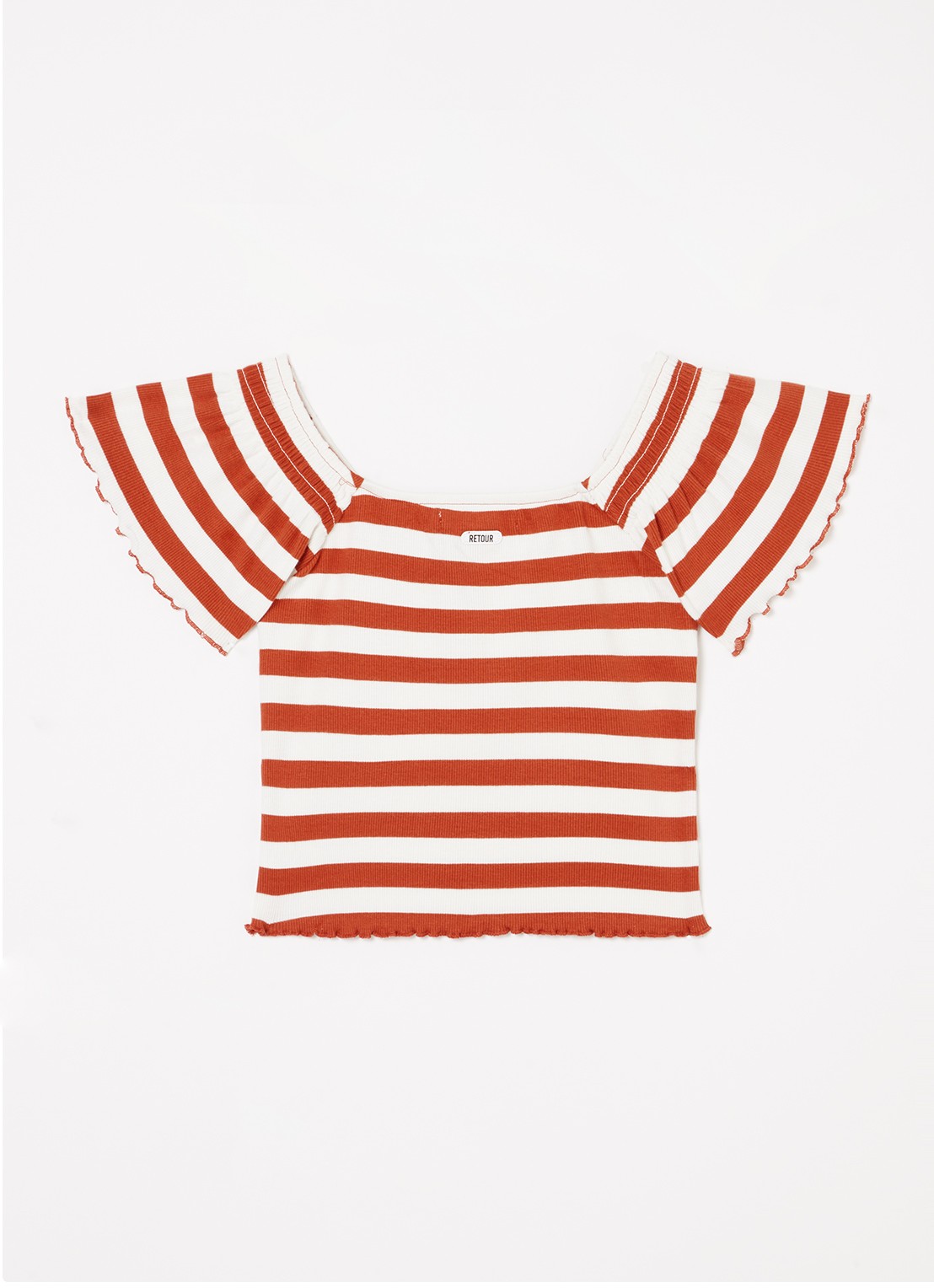 Retour Jeans Chaya top met streepprint - voorkant 2 steenrood