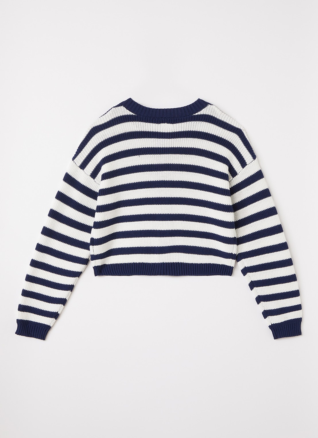 Retour Jeans Cindy grofgebreid met streepprint - achterkant donkerblauw