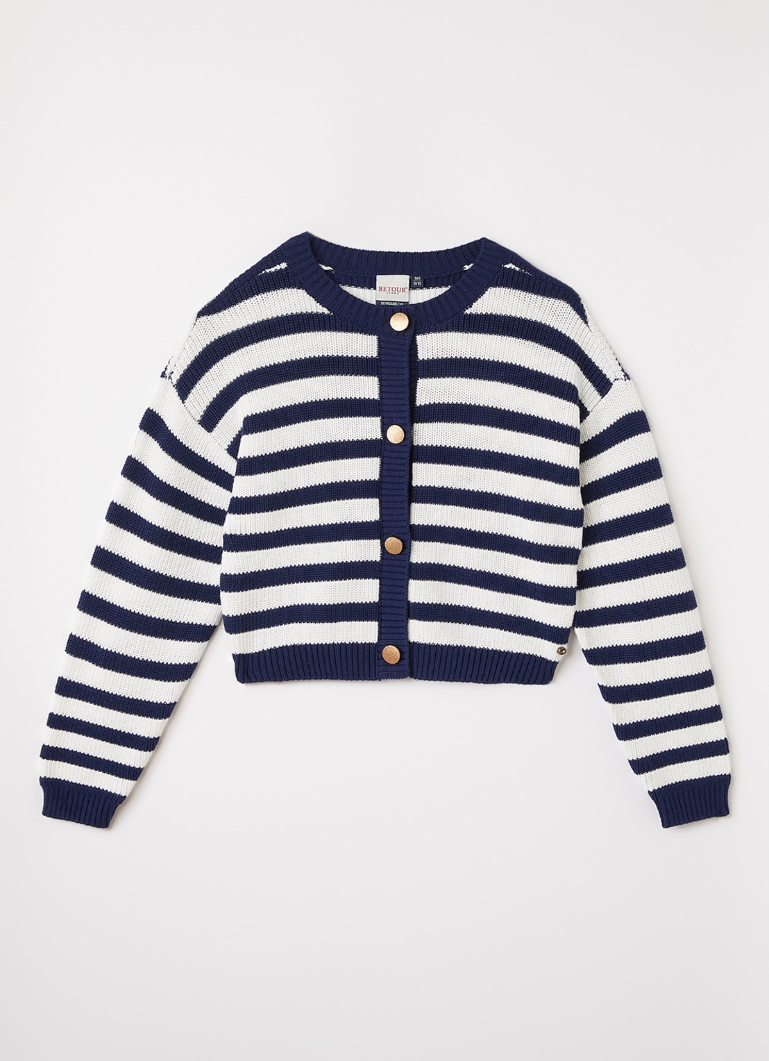 Retour Jeans Cindy grofgebreid met streepprint - voorkant 2 donkerblauw