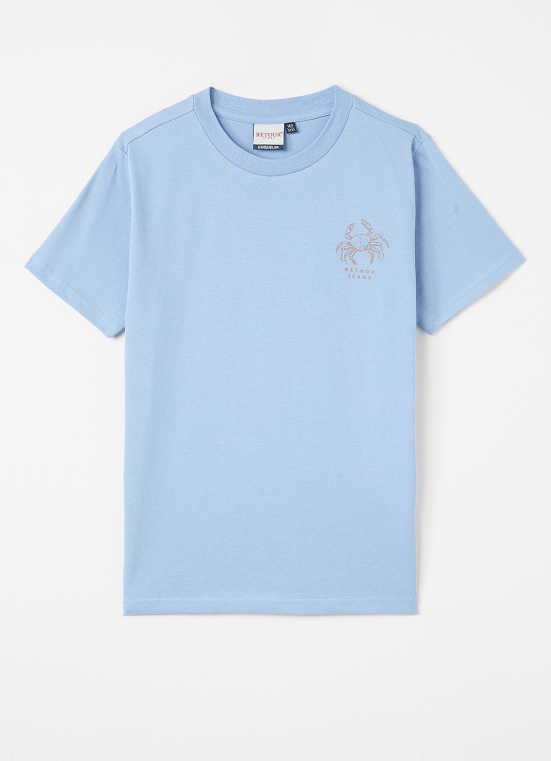 Retour Jeans Damon T-shirt met logo- en backprint - voorkant blauwgrijs