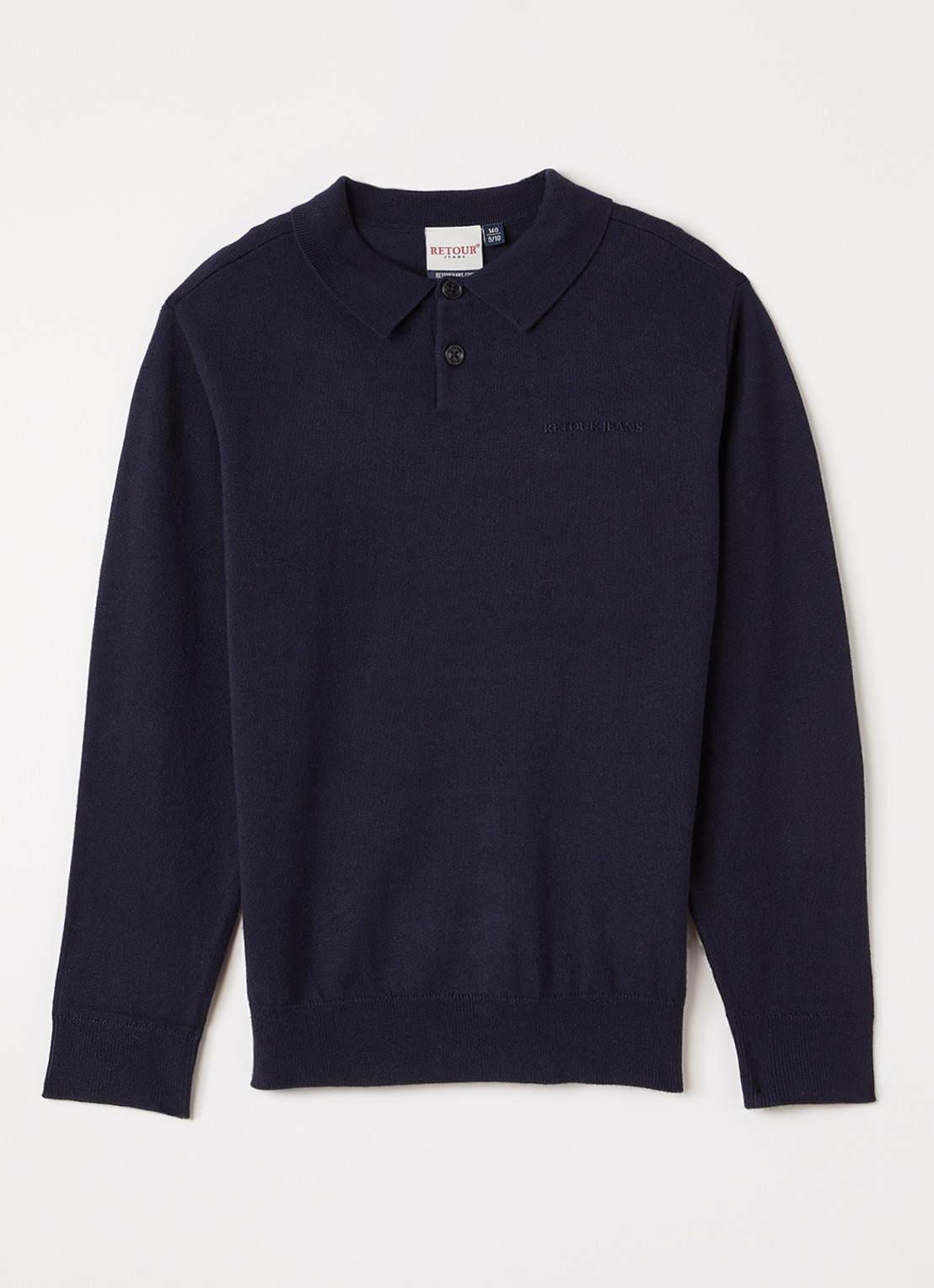 Retour Jeans Dani fijngebreide regular fit polo - voorkant donkerblauw