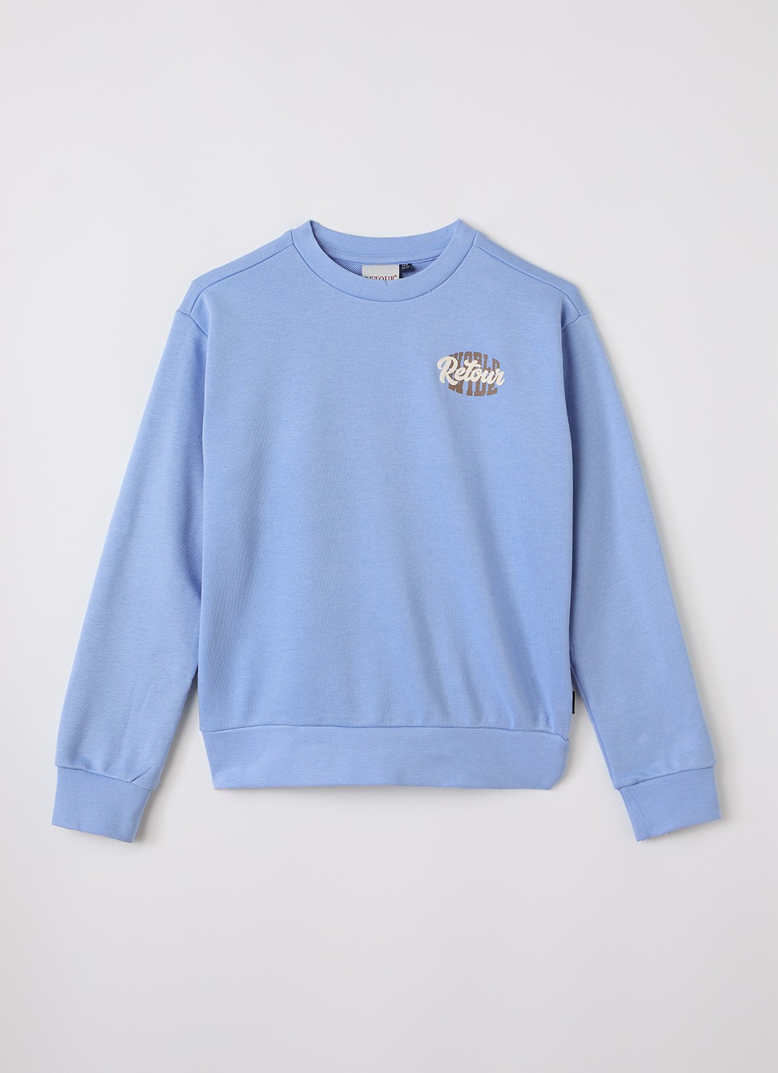 Retour Jeans Eelco sweater met logo- en backprint - voorkant blauw