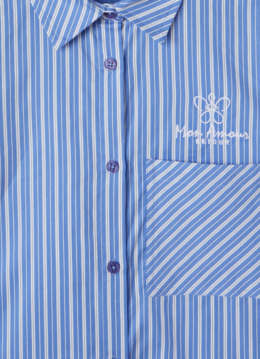 Retour Jeans Gabrina blouse met streepprint - detail 3 staalblauw