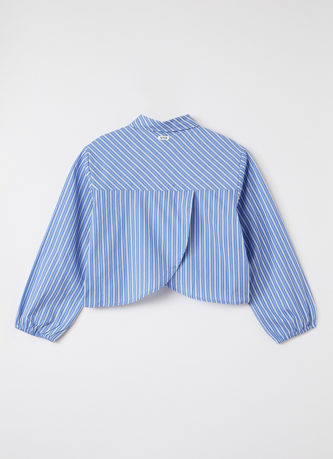 Retour Jeans Gabrina blouse met streepprint - voorkant 2 staalblauw