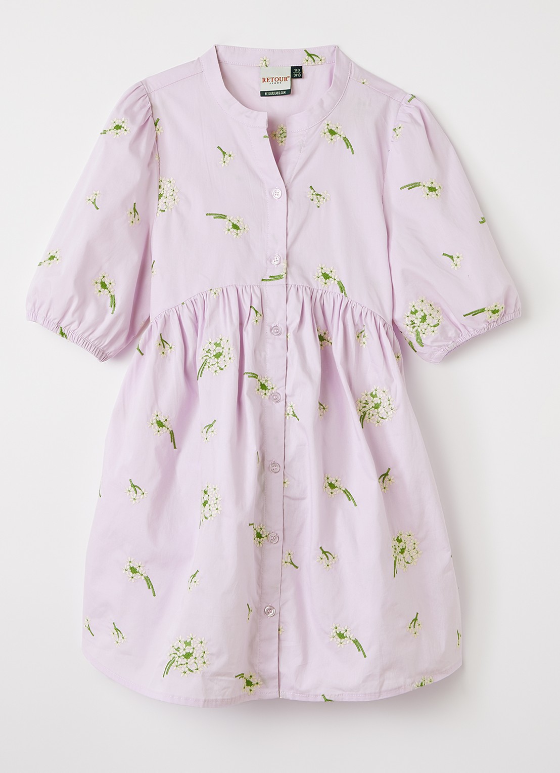 Retour Jeans Hester blousejurk met bloemenprint - voorkant lila