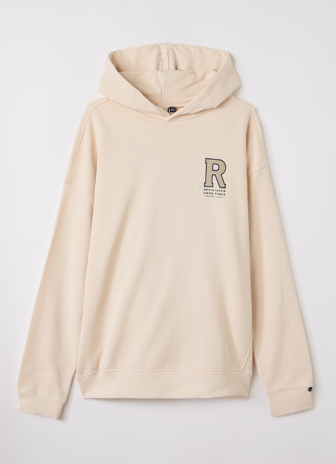 Retour Jeans Hugo hoodie met front- en backprint - voorkant 2 beige