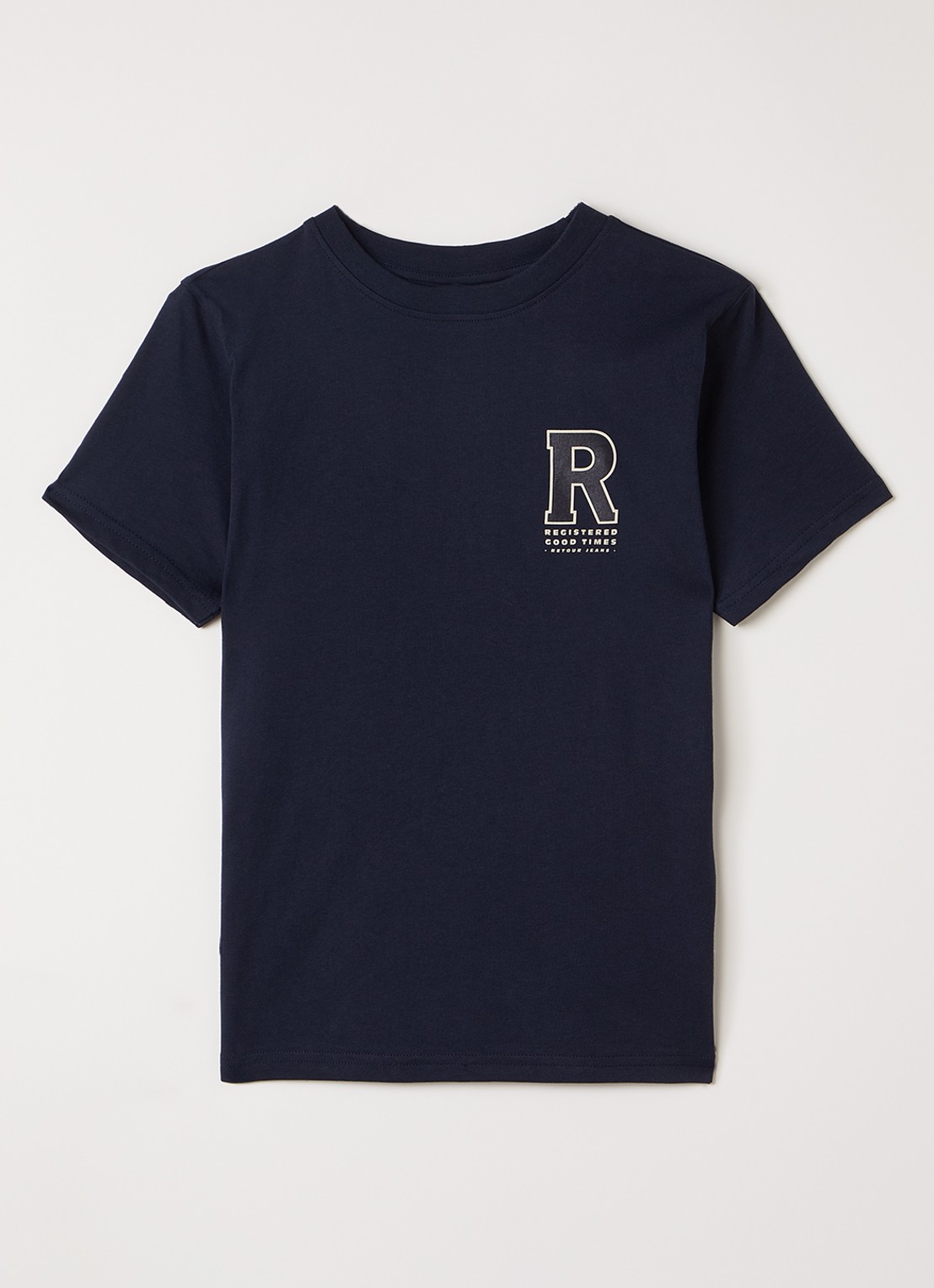 Retour Jeans Jarno T-shirt met front- en backprint - voorkant donkerblauw
