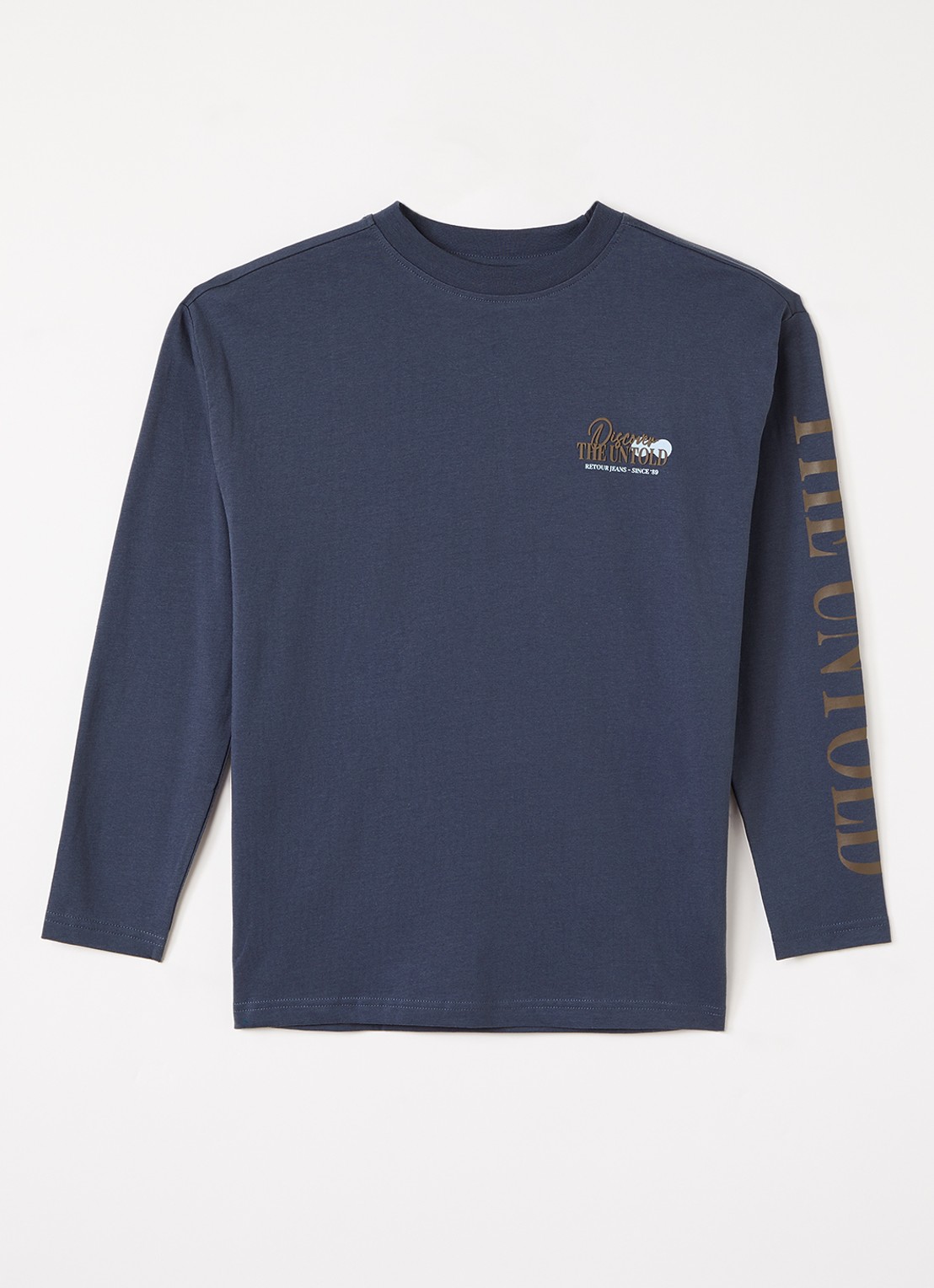 Retour Jeans Juan longsleeve met logoprint - voorkant 2 donkerblauw