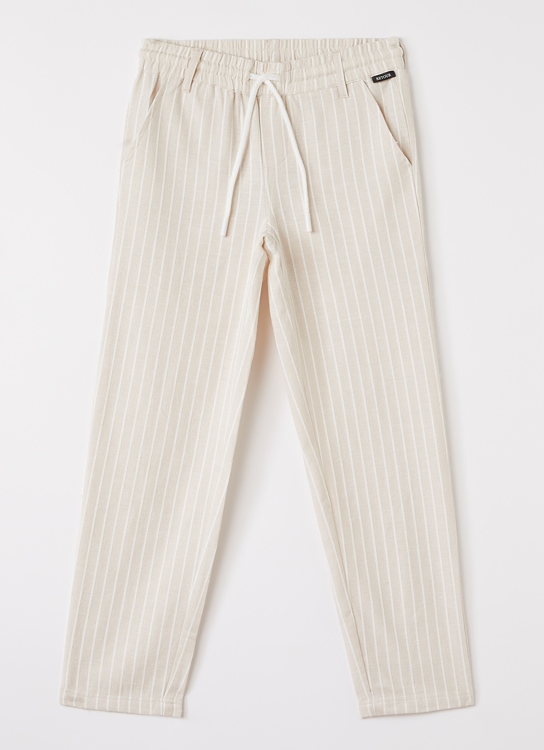 Retour Jeans Jurgen straight fit pantalon met streepprint - voorkant beige