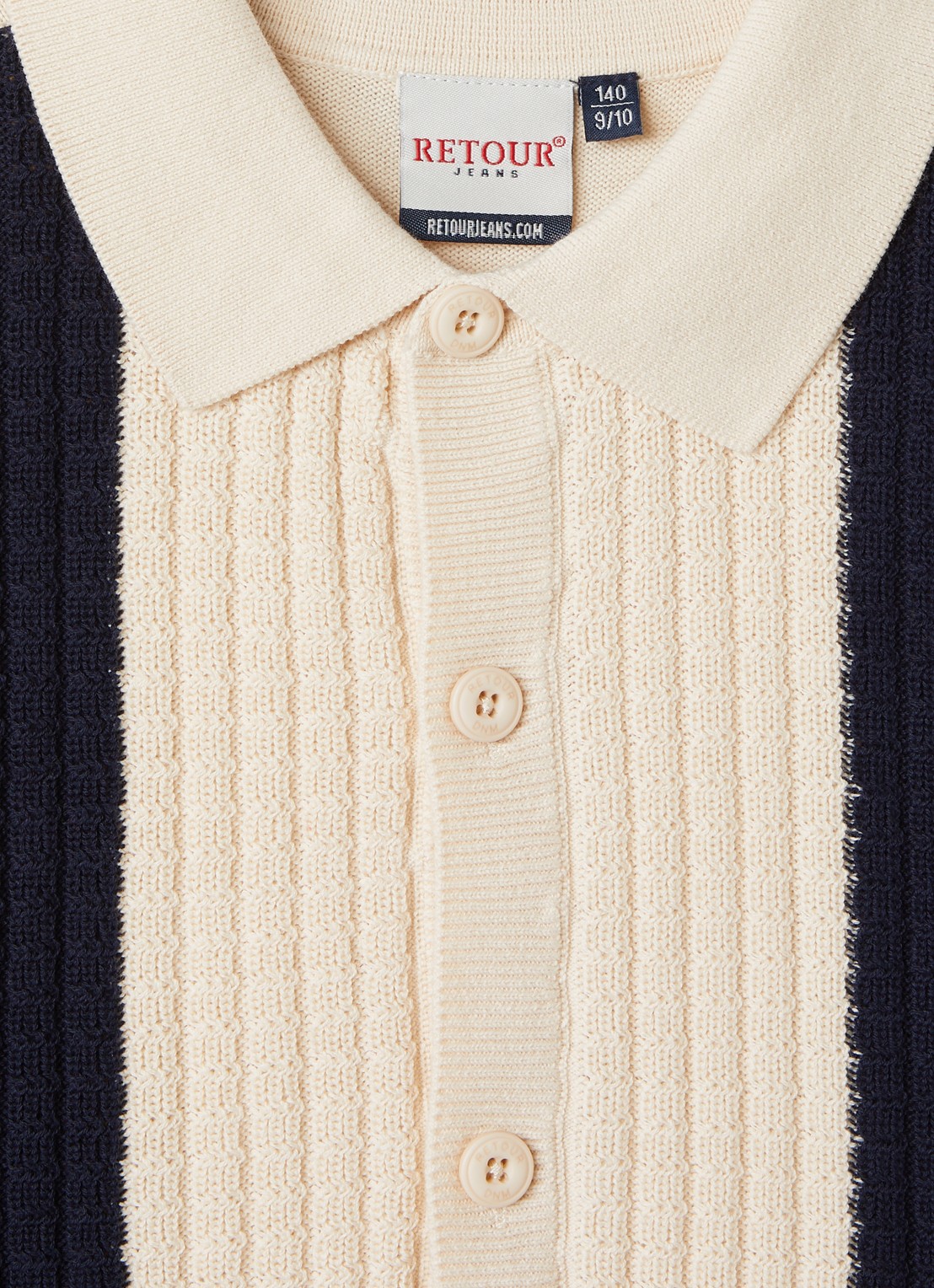 Retour Jeans Kane ribgebreid vest met ingebreid patroon - detail creme