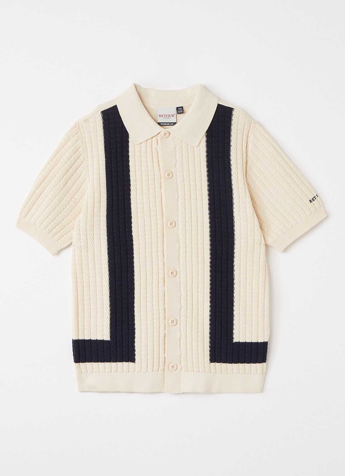 Retour Jeans Kane ribgebreid vest met ingebreid patroon - voorkant 2 creme
