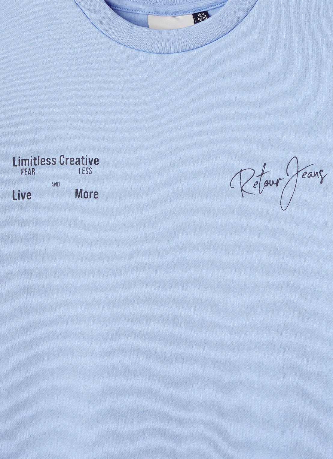 Retour Jeans Kelto sweater met logo- en backprint - detail lichtblauw