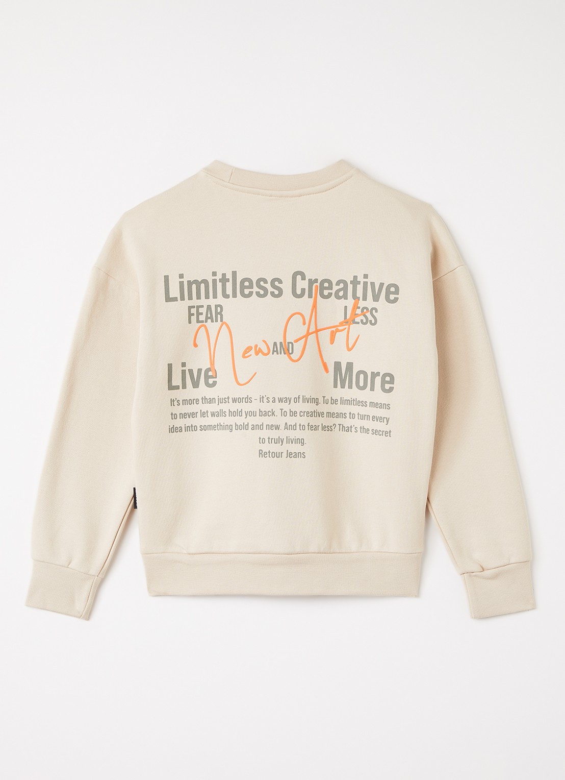 Retour Jeans Kelto sweater met logo- en backprint - voorkant 2 beige