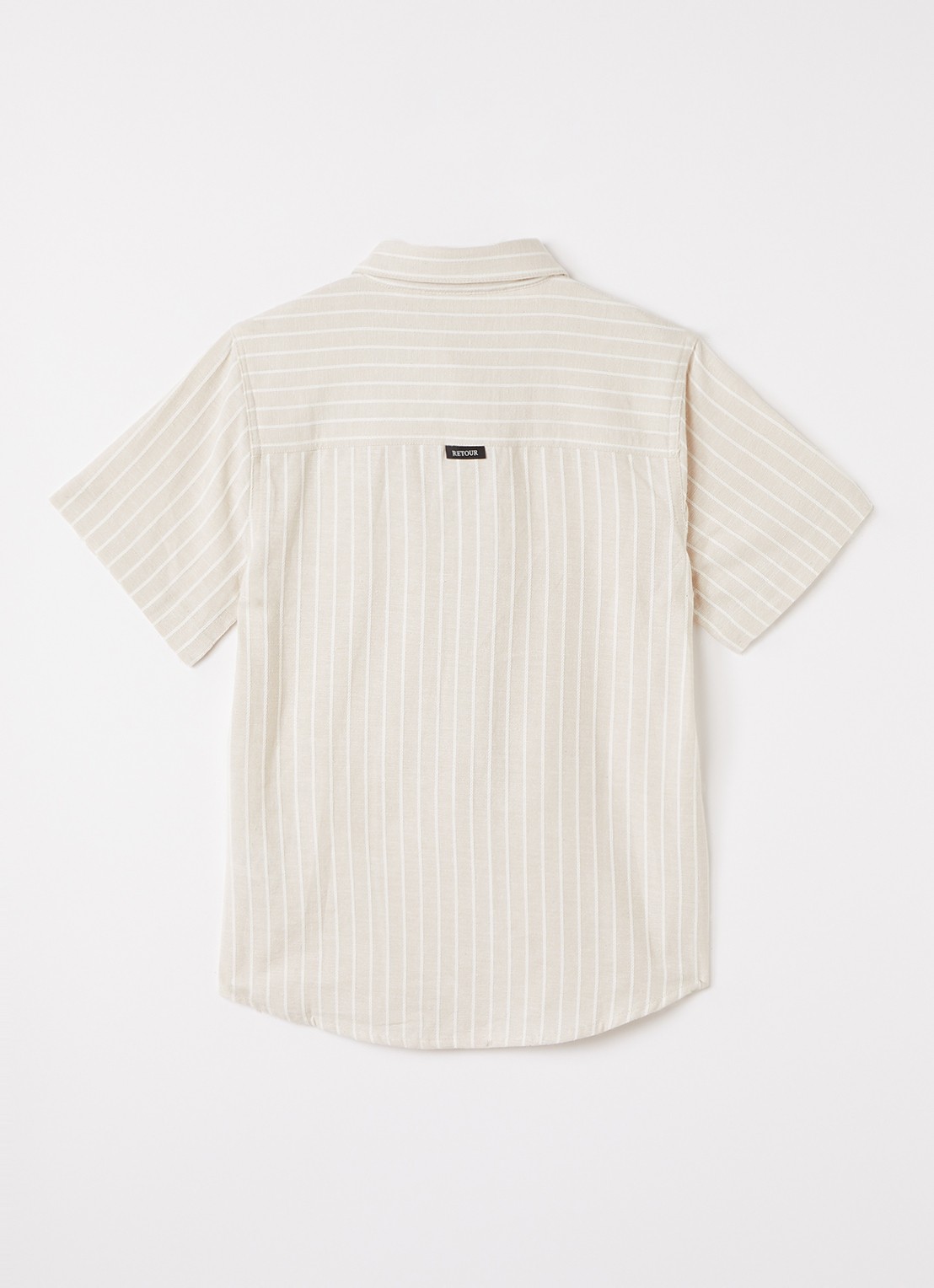 Retour Jeans Miguel blouse ín linnenblend met streepprint - voorkant 3 beige