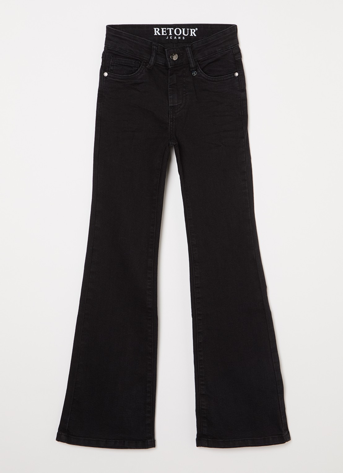 Retour Jeans Mikkie flared jeans met donkere wassing - voorkant 2 zwart