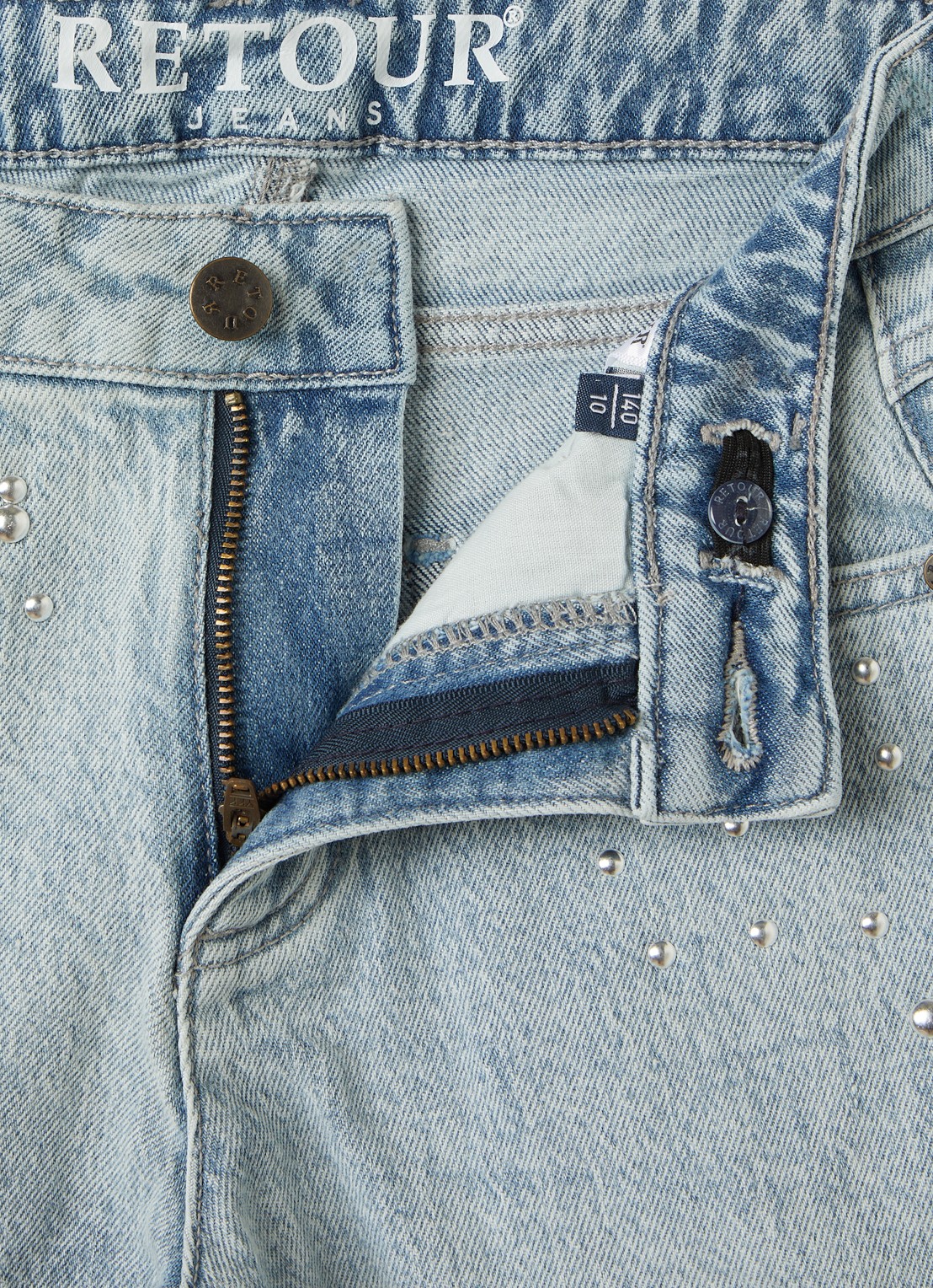 Retour Jeans Mila loose fit korte broek van denim - detail indigo