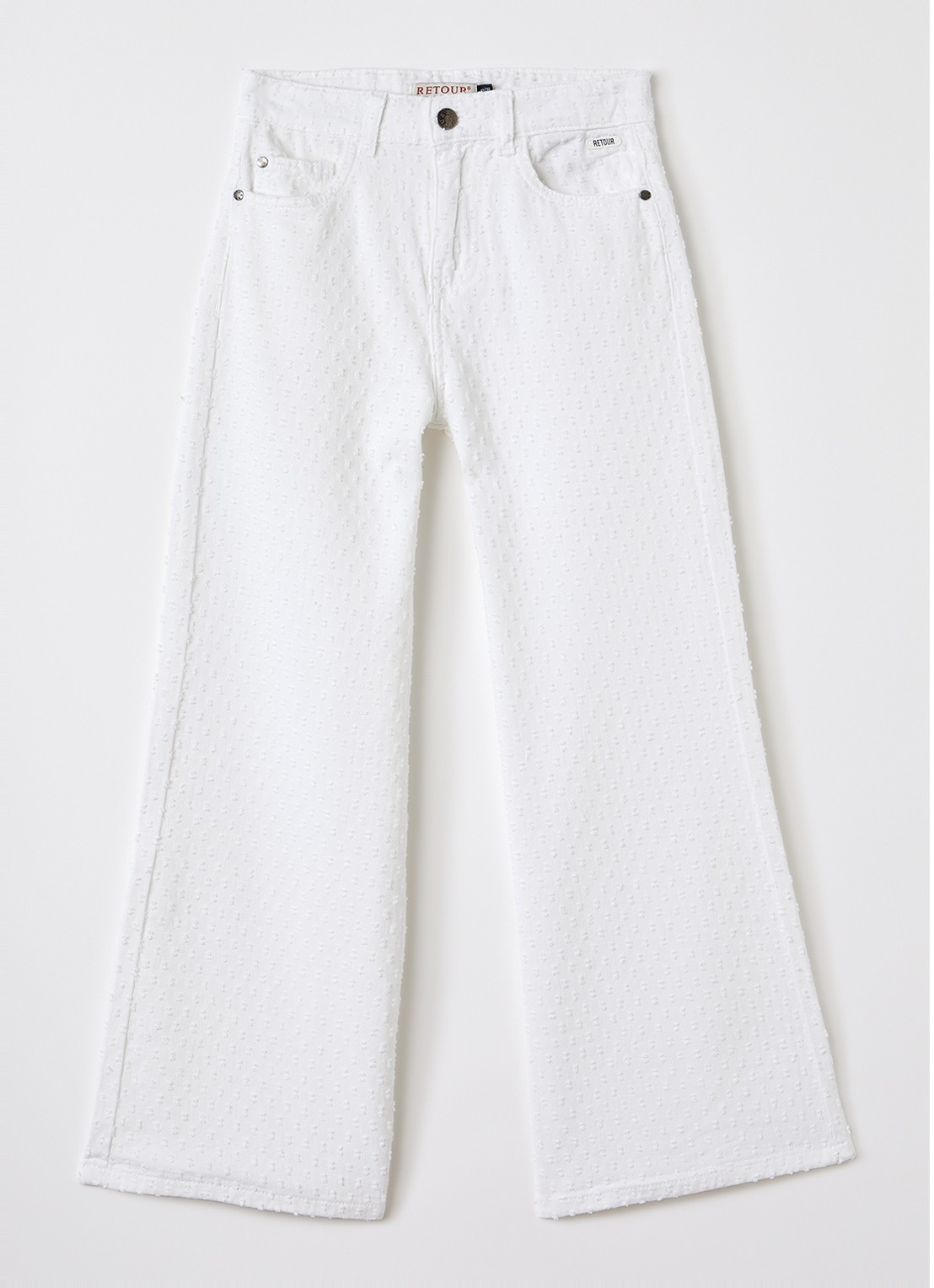 Retour Jeans Oda flared fit broek met structuur - voorkant 2 wit
