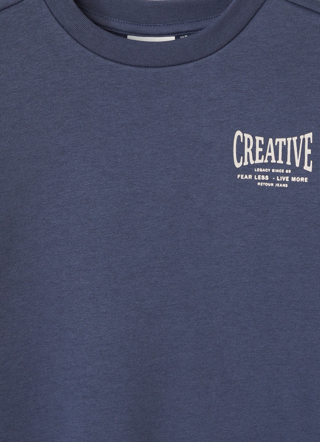 Retour Jeans Otto sweater met logo- en backprint - detail blauw