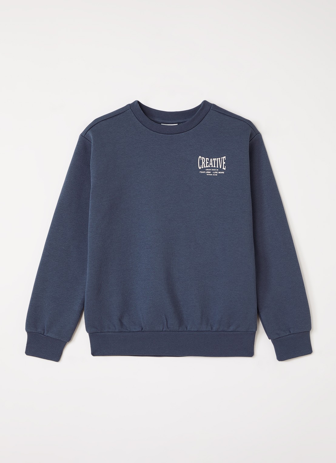 Retour Jeans Otto sweater met logo- en backprint - voorkant 2 blauw